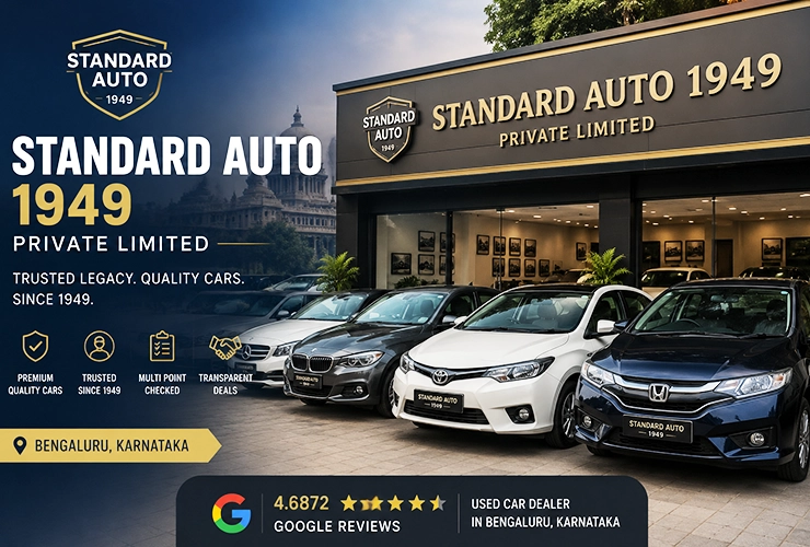 Premium multi-brand used cars displayed at Standard Auto 1949 Private Limited showroom in Adugodi Be