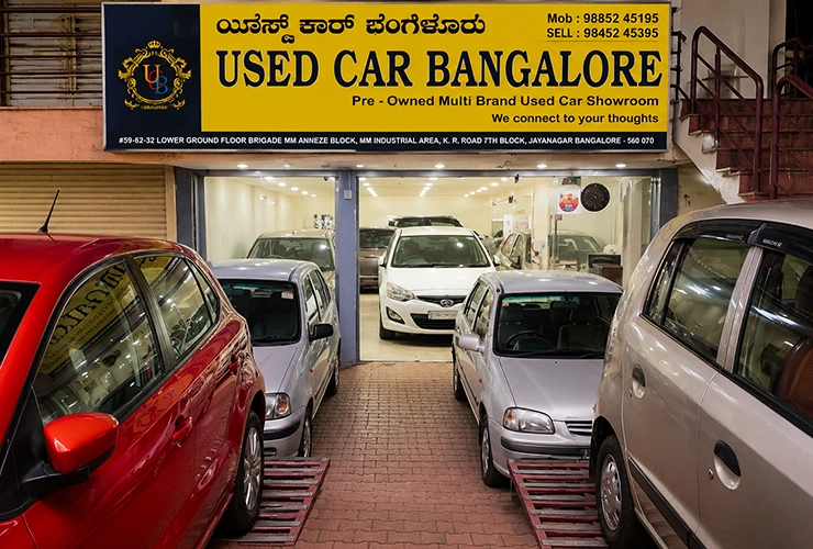 Certified pre-owned cars displayed at USED CAR BANGALORE showroom in Jayanagar
